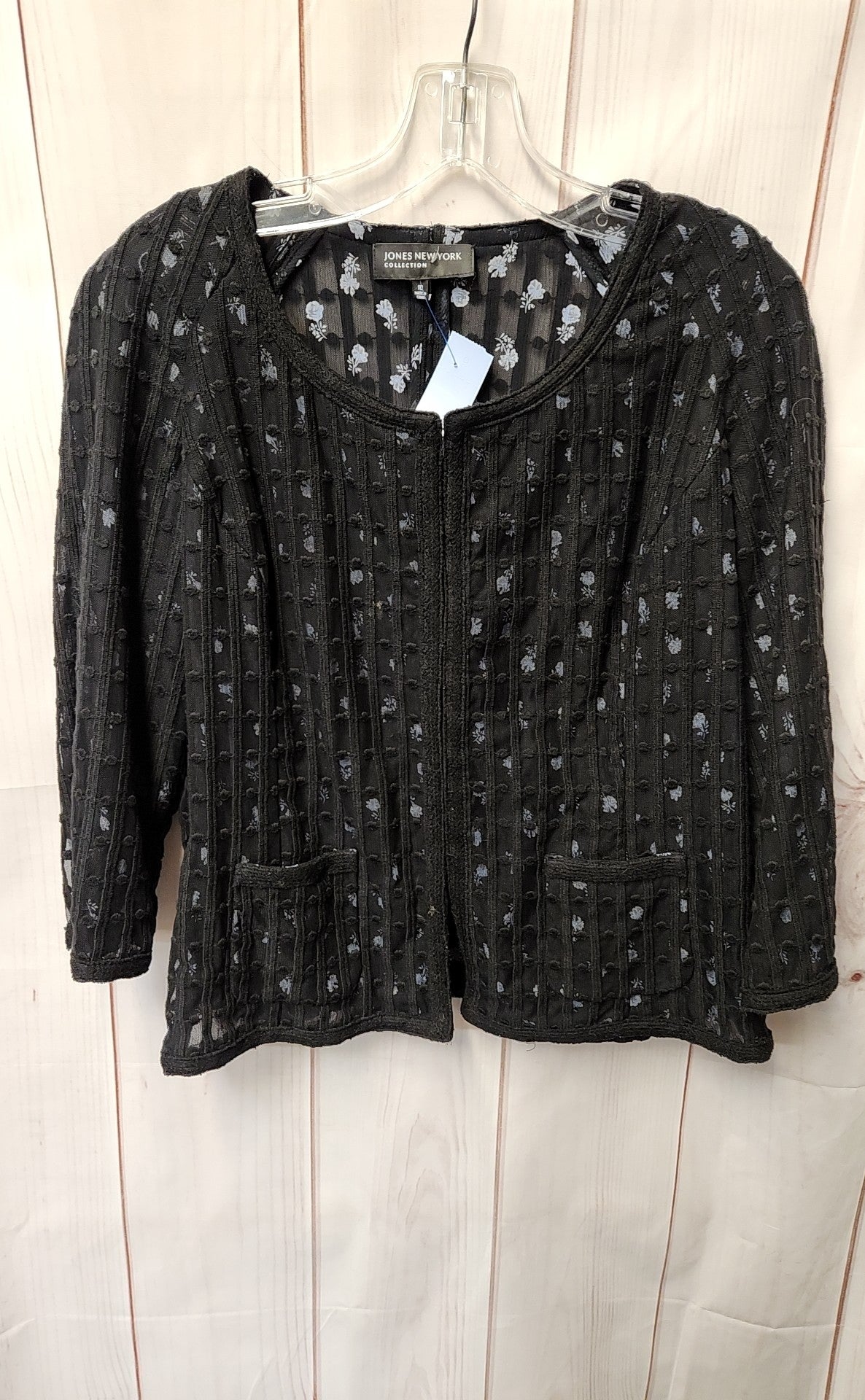 Jones New York Women's Size 10 Black Floral Jacket