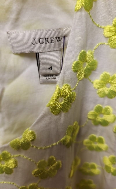 J Crew Women's Size 4 Lime Green Embroidered Sleeveless Top