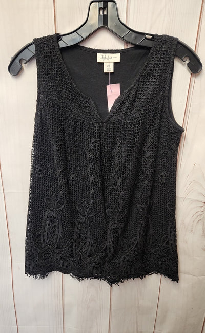 Style & Co Women's Size Petite Black Sleeveless Top