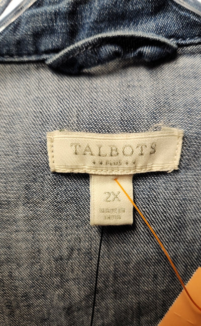 NWT Talbots Women's Size 2X Blue Long Sleeve Top