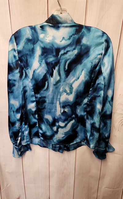 Jones New York Women's Size M Petite Blue Long Sleeve Top