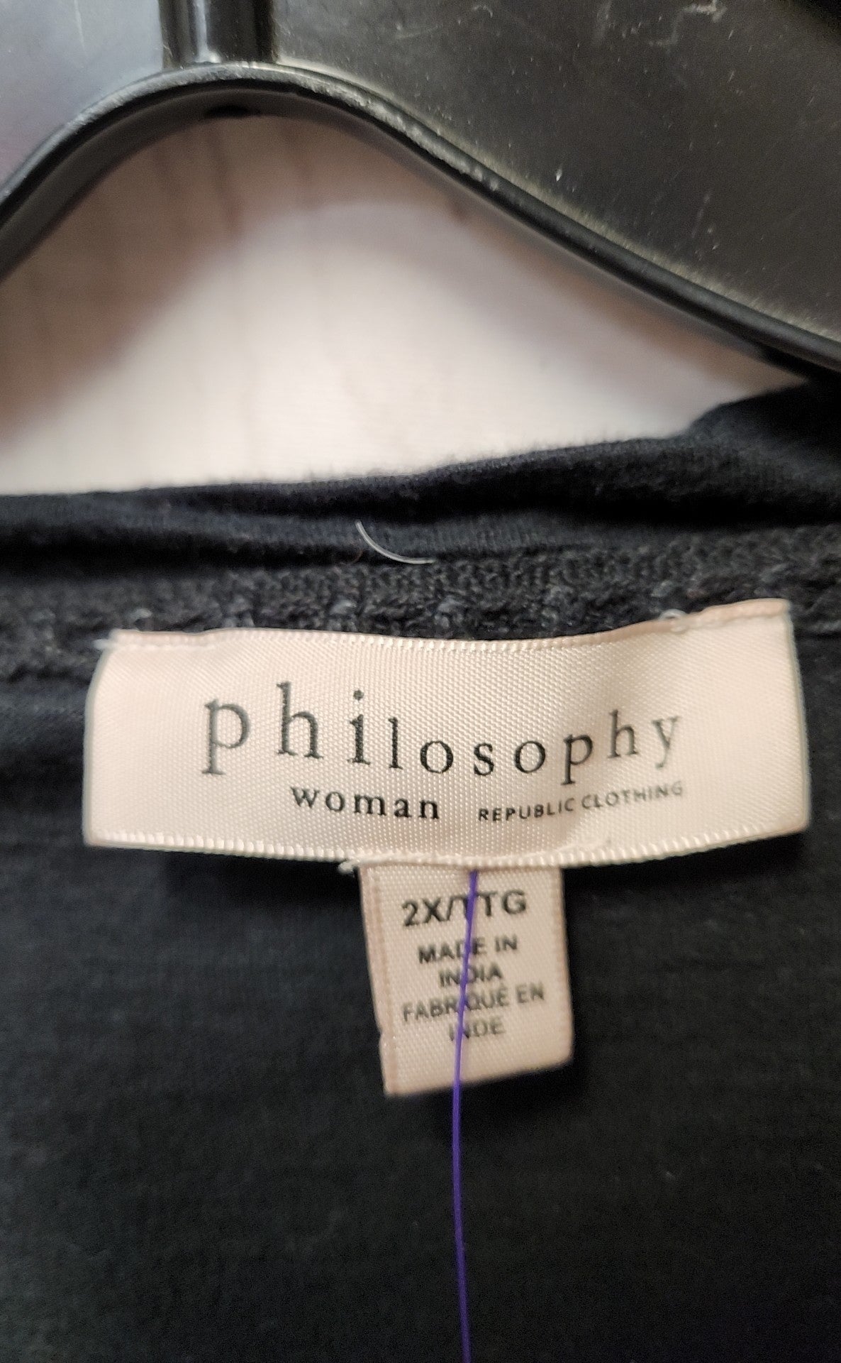 Philosophy Women's Size 2X Black Lace Short Sleeve Top