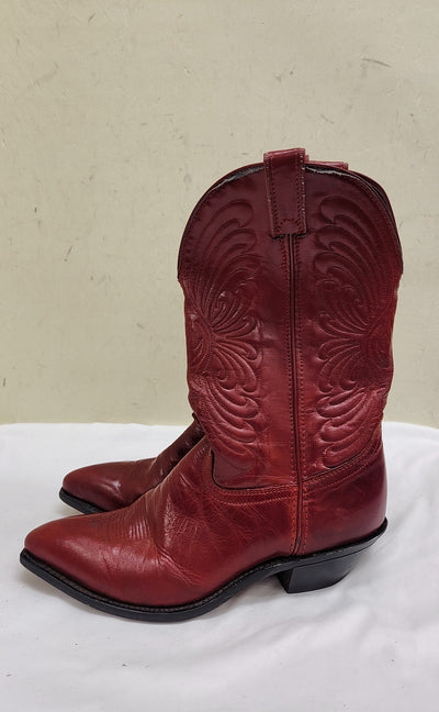 Laredo Women's Size 9-1/2 Red Leather Boots Shoes