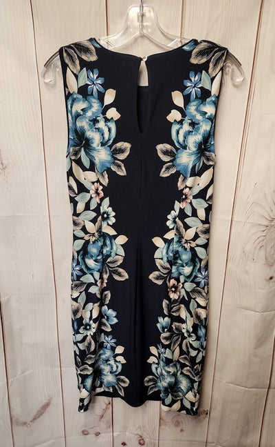 White House Black Market Women's Size S Blue Floral Dress