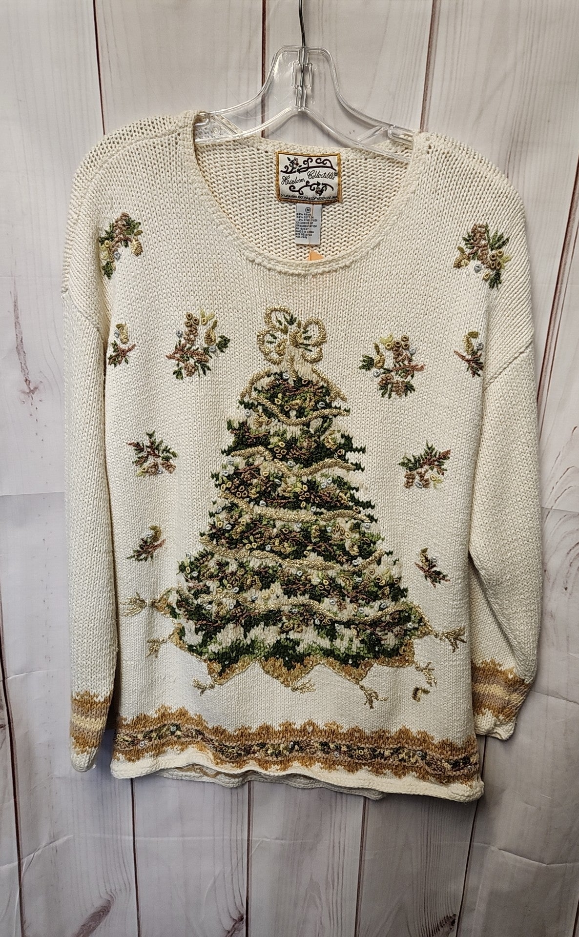 Heirloom Collectibles Women's Size M White Holiday Sweater