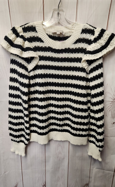 Loft Women's Size M White & Black Sweater