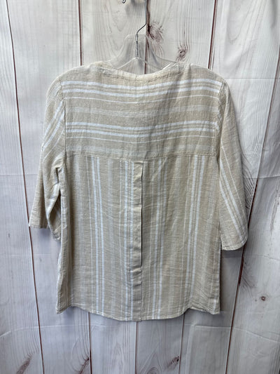 Ellen Tracy Women's Size XS Beige 3/4 Sleeve Top