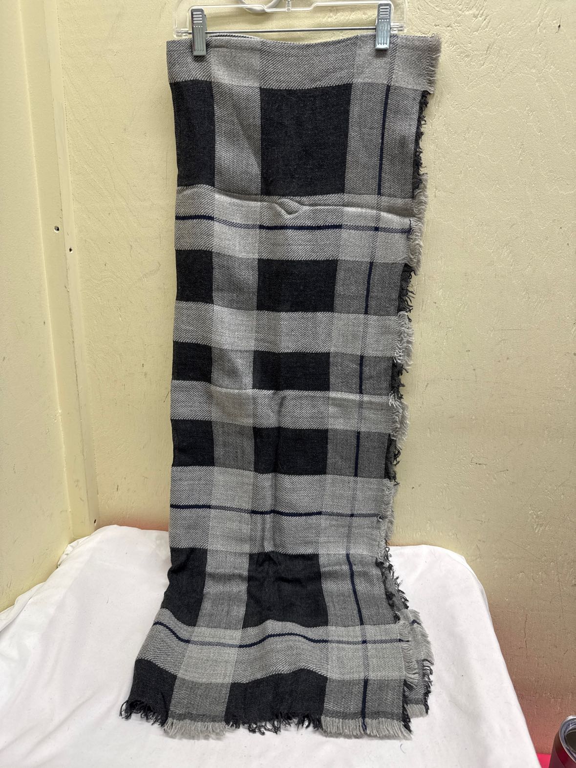 Gray Plaid Winter Scarf