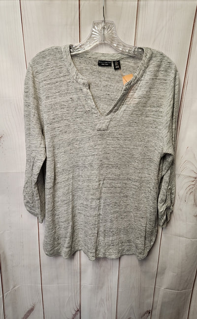 Willi Smith Women's Size L Gray Linen 3/4 Sleeve Top