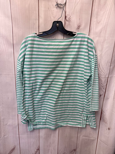Talbots Women's Size L White & Green 3/4 Sleeve Top