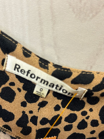 Reformation Women's Size 0 Brown Animal Print Dress