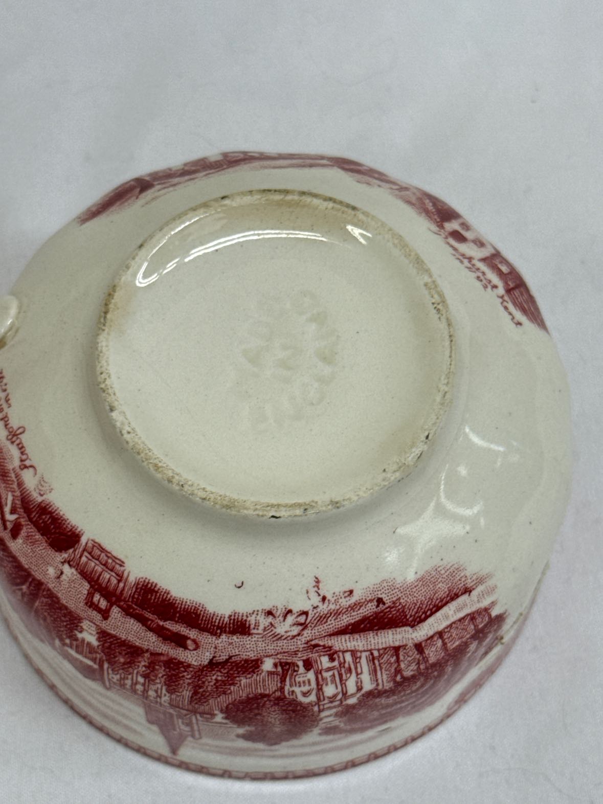 2PCS Made in England Red & White Porcelain Teacups