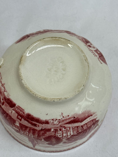 2PCS Made in England Red & White Porcelain Teacups