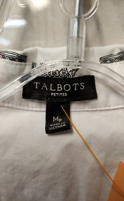 Talbots Women's Size M Petite White Long Sleeve Top