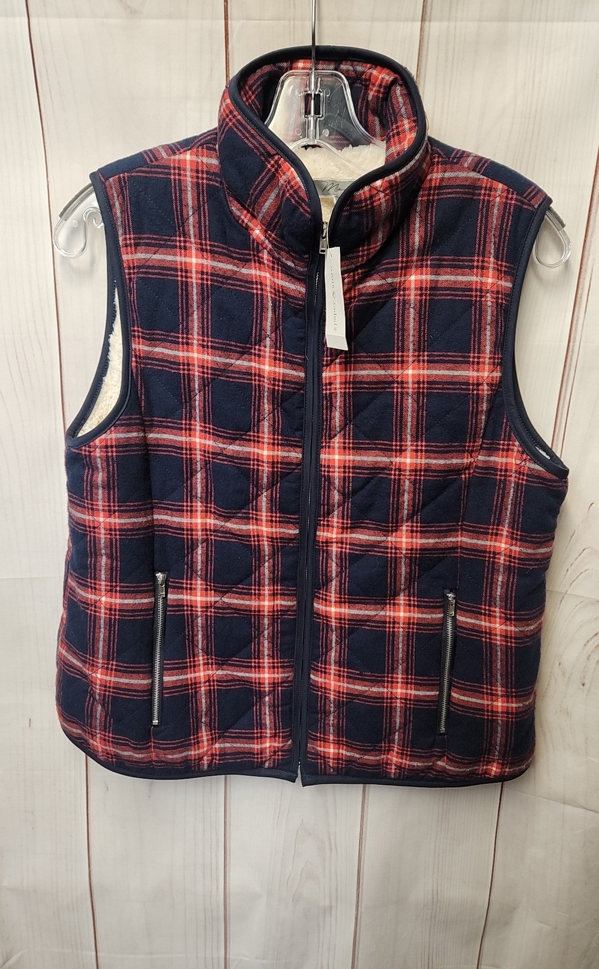 NWT Mia & Tess Women's Size M Blue Plaid Vest