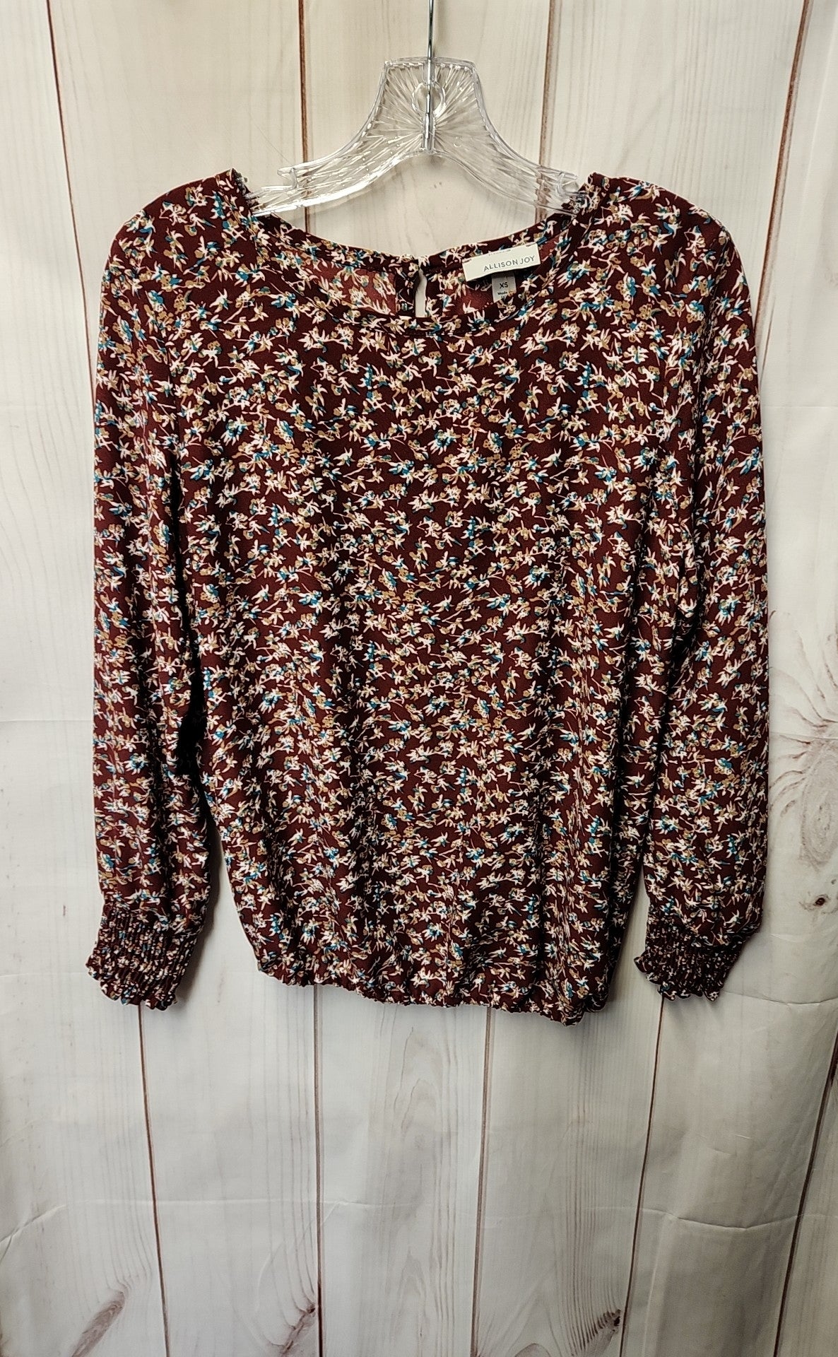 Allison Joy Women's Size XS Red Floral Long Sleeve Top