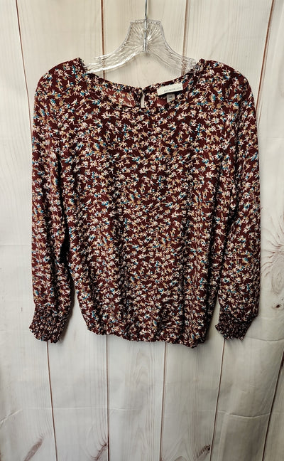 Allison Joy Women's Size XS Red Floral Long Sleeve Top