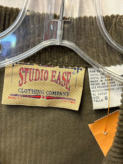 Studio Ease Women's Size 6 Olive Green Corduroy Dress