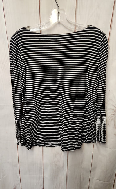 Loft Women's Size L Black & White 3/4 Sleeve Top