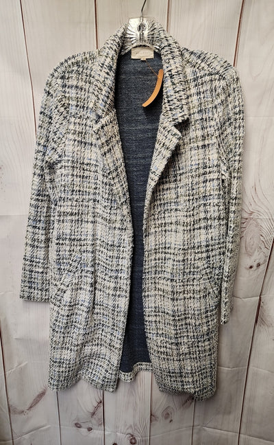 Mello Day Women's Size M White & Blue Cardigan