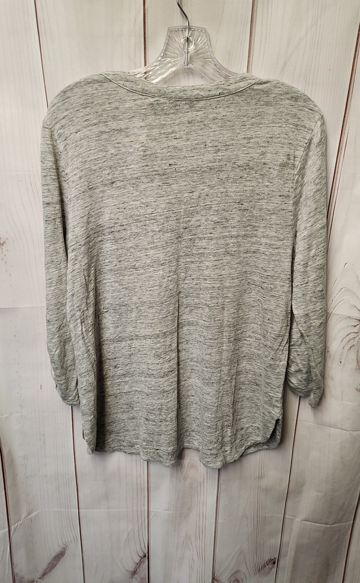 Willi Smith Women's Size L Gray Linen 3/4 Sleeve Top