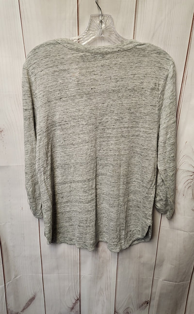 Willi Smith Women's Size L Gray Linen 3/4 Sleeve Top