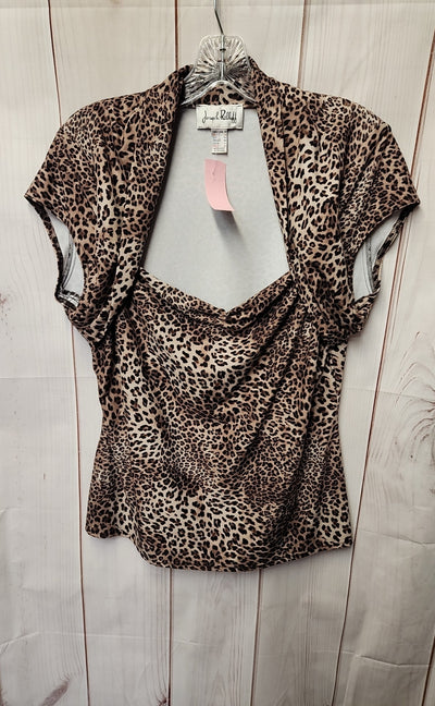 Joseph Ribkoff Women's Size 16 Brown Animal Print Short Sleeve Top