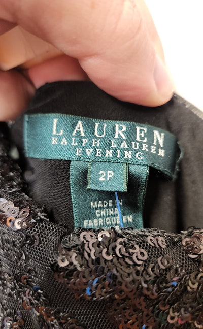 NWT Lauren by Ralph Lauren Women's Size 2 Petite Black Sequined Dress