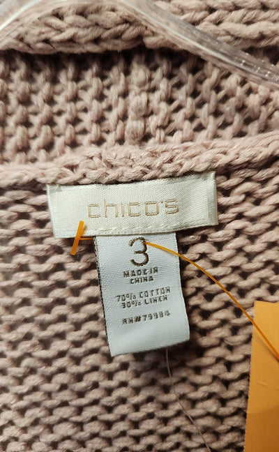 NWT Chico's Women's Size 3 = US XL Pink Cardigan