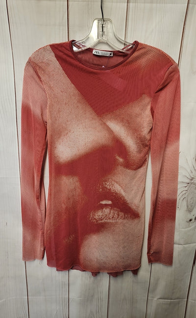 Zara Women's Size S Red Long Sleeve Top