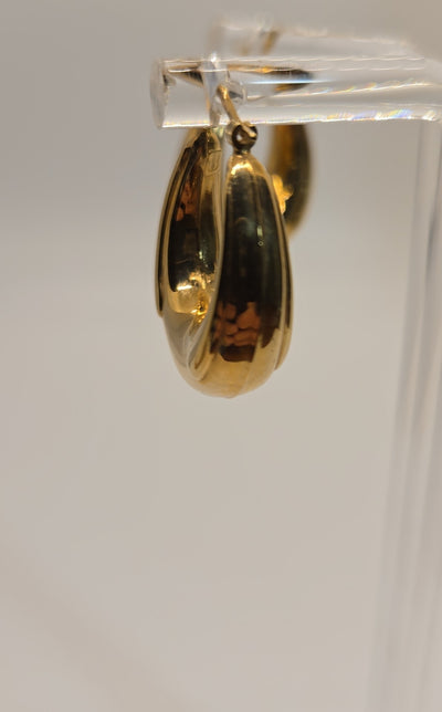 14K Yellow Gold Hoops Earrings - Approx 3/4" - Italy - 3.09 grams