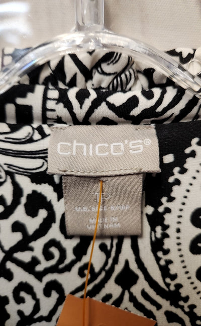 Chico's Women's Size 1P = US 8/10 Petite White & Black Dress