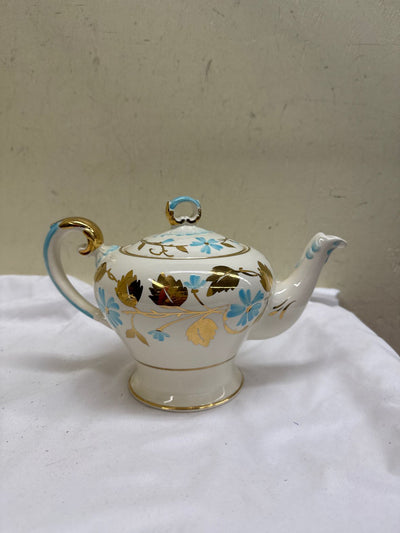 VTG Myott England M190FL Luster Ware Hand Painted White Floral Tea Pot