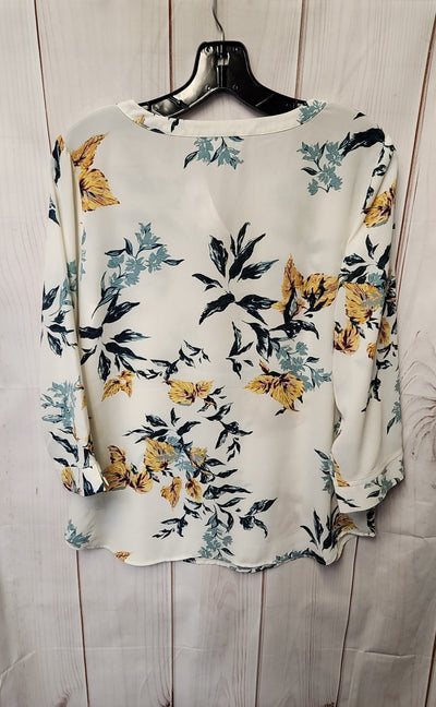 Van Heusen Women's Size S White Floral 3/4 Sleeve Top