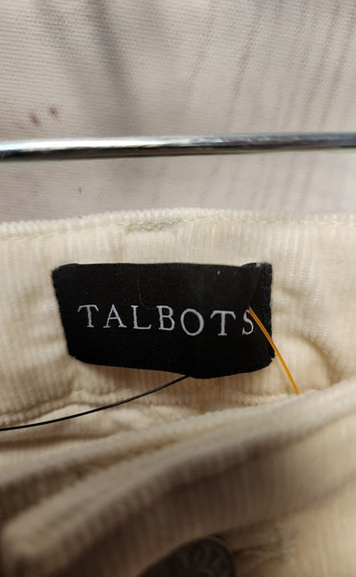 NWT Talbots Women's Size 14 White Corduroy Straight Leg Pants