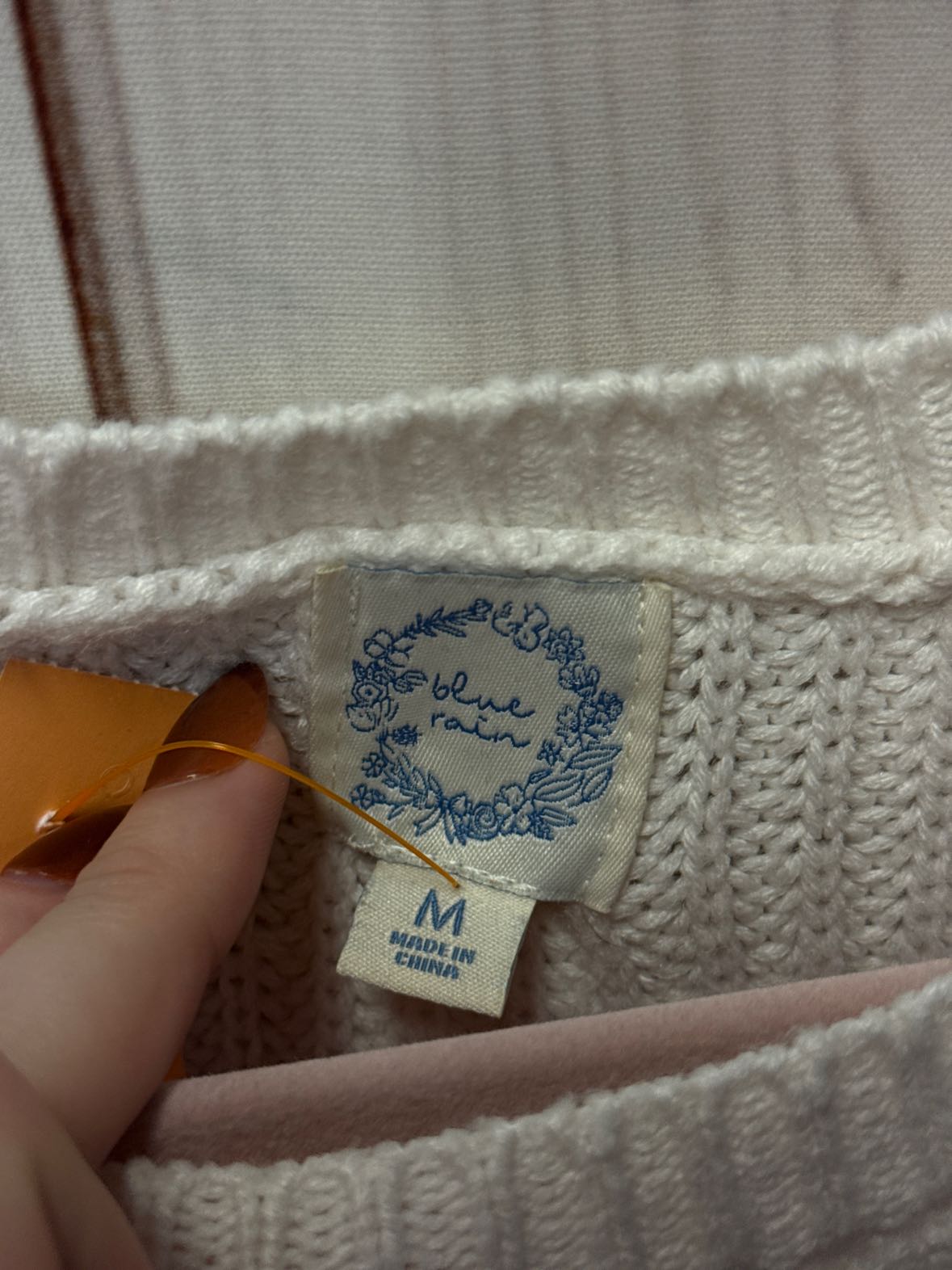 Blue Rain Women's Size M White & Pink Sweater