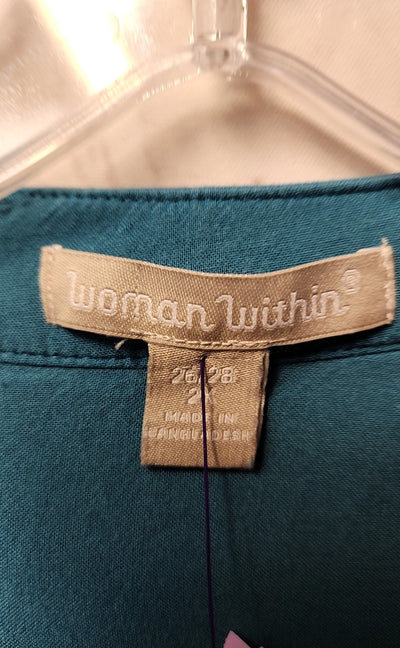 Woman Within Women's Size 2X Teal 3/4 Sleeve Top