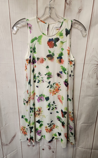 Calvin Klein Women's Size 2 White Floral Dress