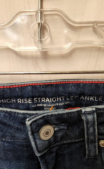 NWT Chico's Women's Size 00 = US 2 Blue Jeans High Rise Straight Leg Ankle