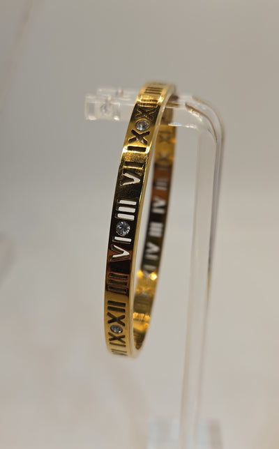 Roman Number Numerals Gold Bracelet Bangle Gold
