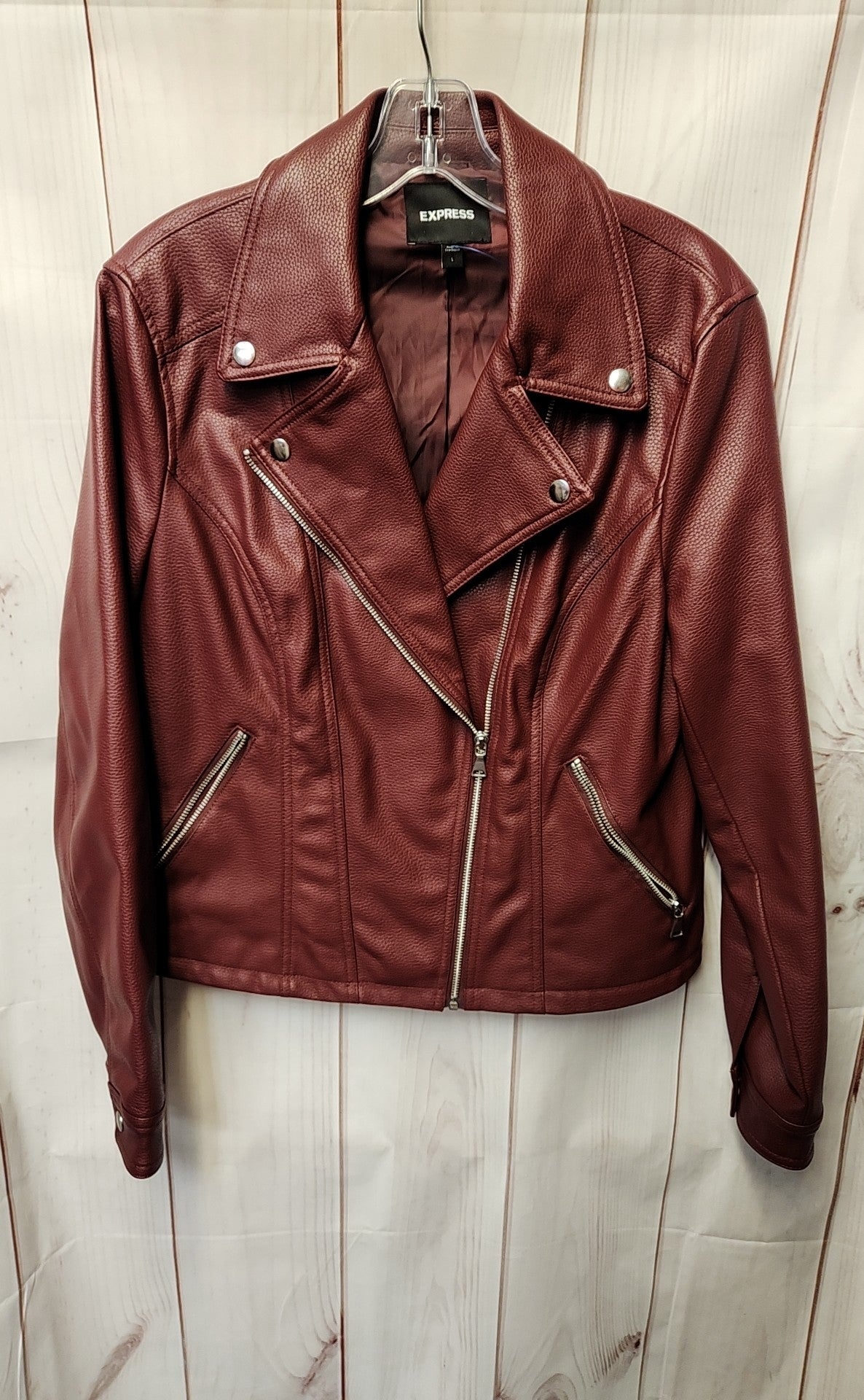 Express Women's Size L Maroon Wine Moto Jacket