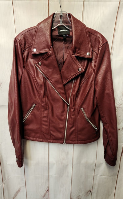 Express Women's Size L Maroon Wine Moto Jacket