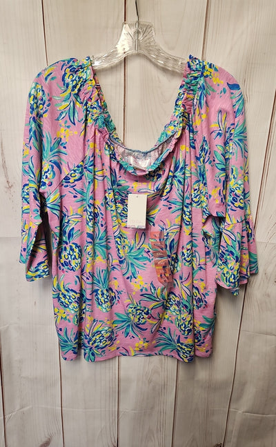 NWT Stella Parker Women's Size XXL Fresh Pink 3/4 Sleeve Top