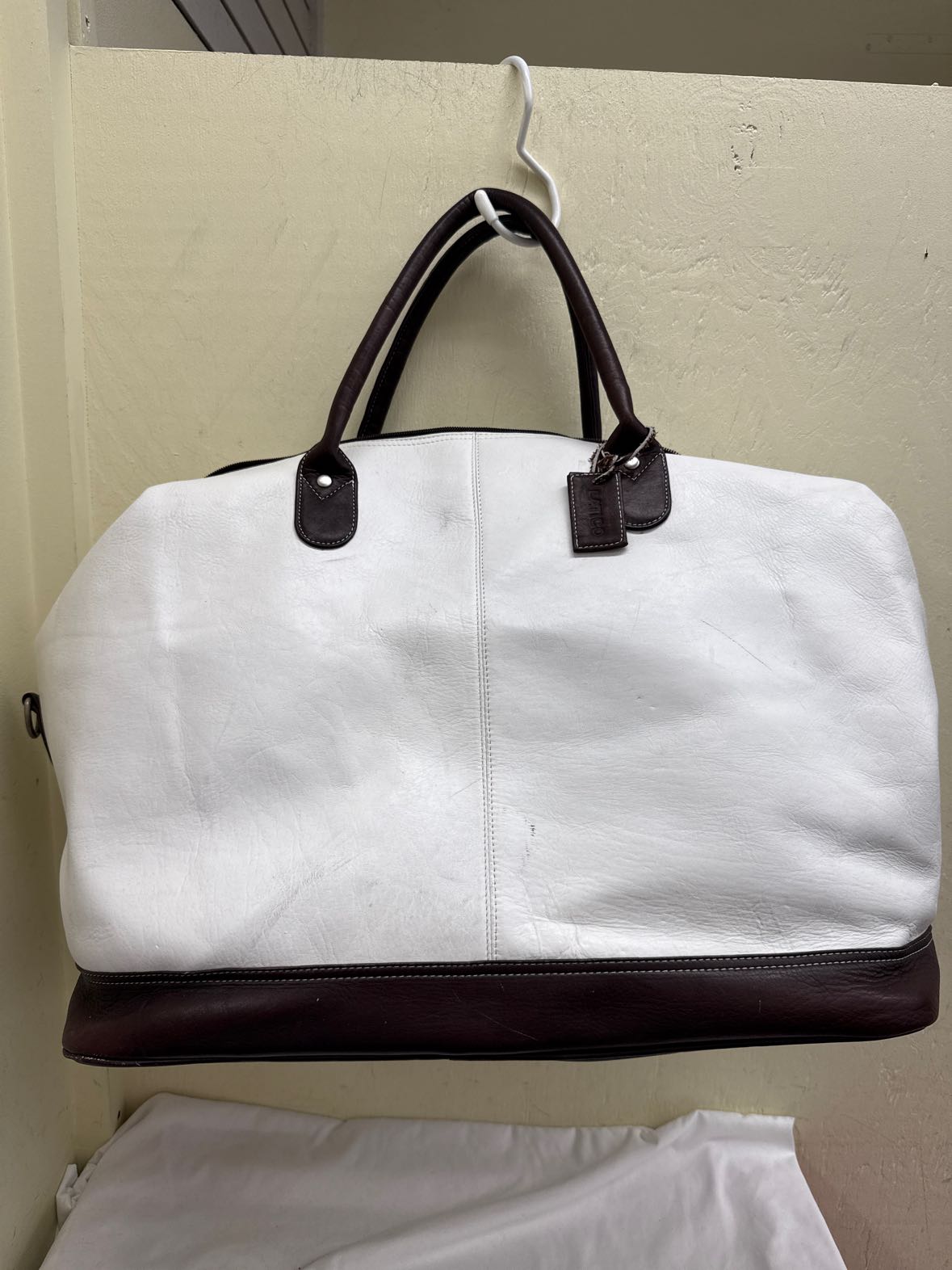 Latico White Duffle Bag AS IS - marks