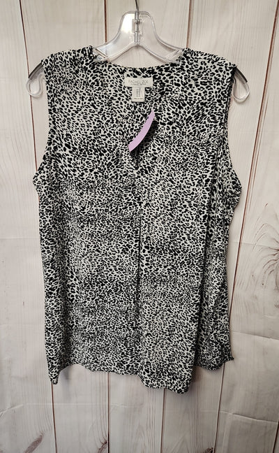 Rachel Zoe Women's Size 1X White & Black Animal Print Sleeveless Top