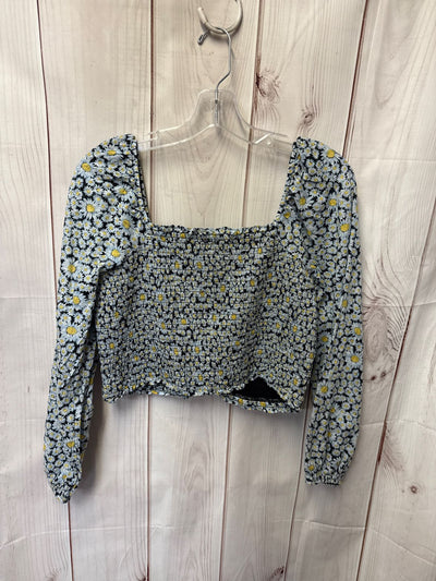 American Eagle Women's Size XL Blue Floral Long Sleeve Top