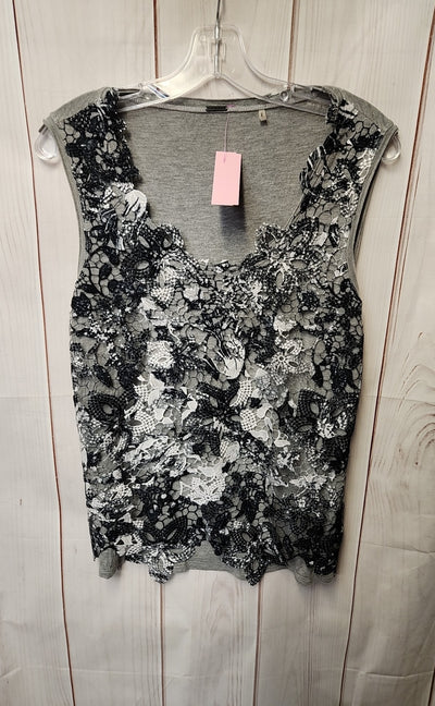 Elie Tahari Women's Size S Gray Lace Floral Sleeveless Top