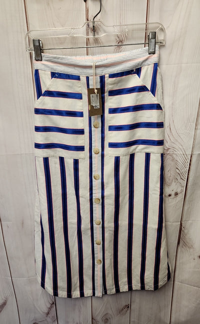 Joules Women's Size 2 White & Blue Stripe Skirt