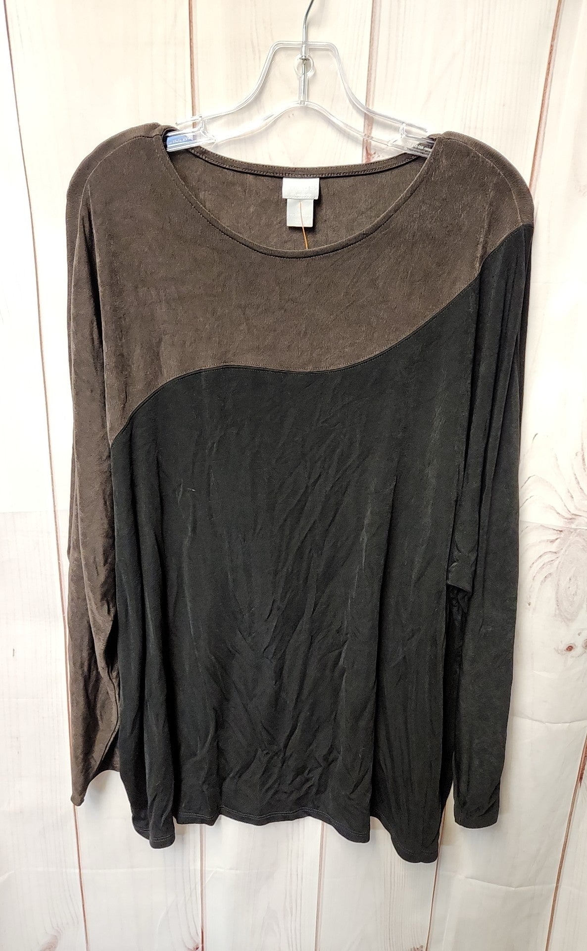 Chico's Women's Size 4 = US XXL Black & Brown Long Sleeve Top