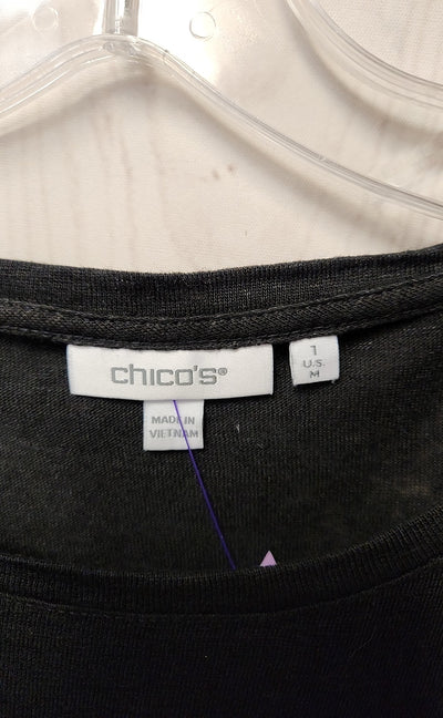 Chico's Women's Size 1 = US M Black Short Sleeve Top
